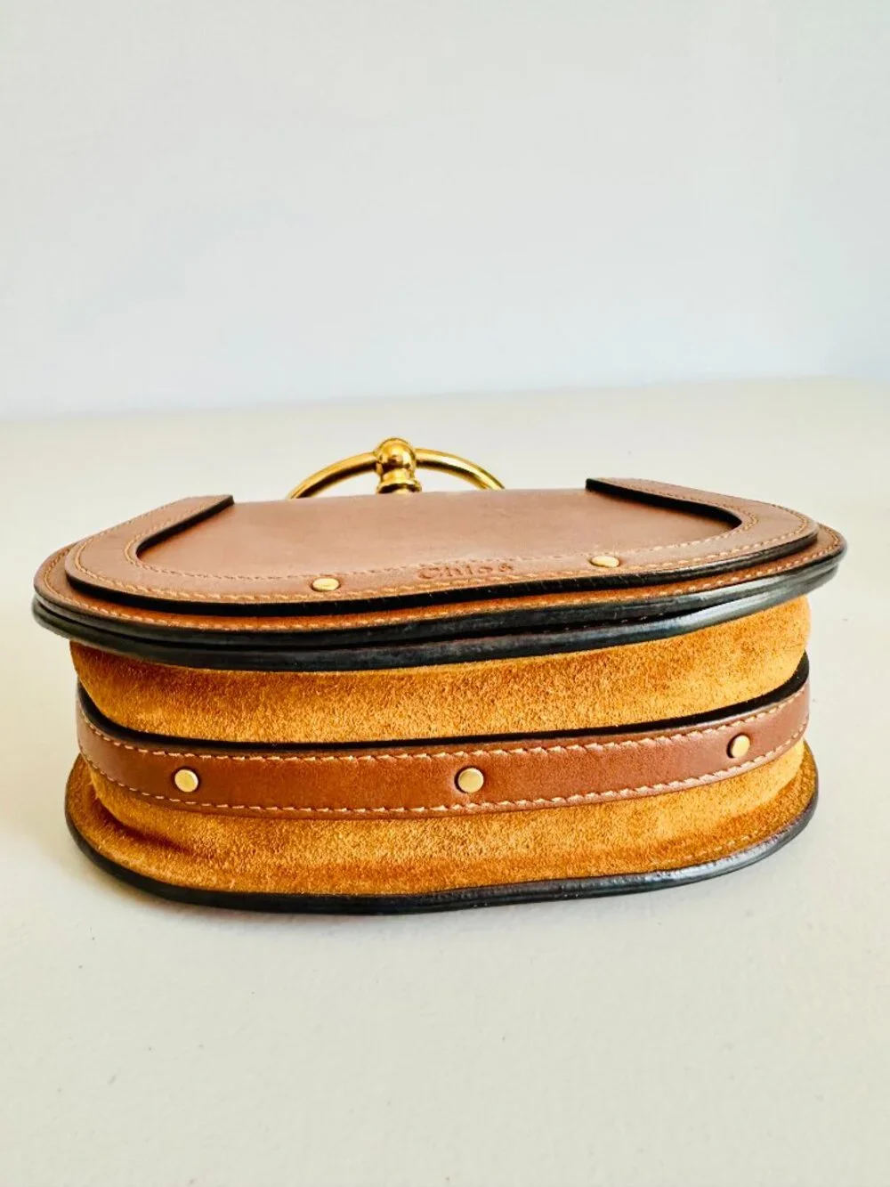CHLOE NILE BRACELET SMALL BAG CARAMEL TAN CROSSBODY SATACHEL  MADE IN ITALY - Picture 7 of 11